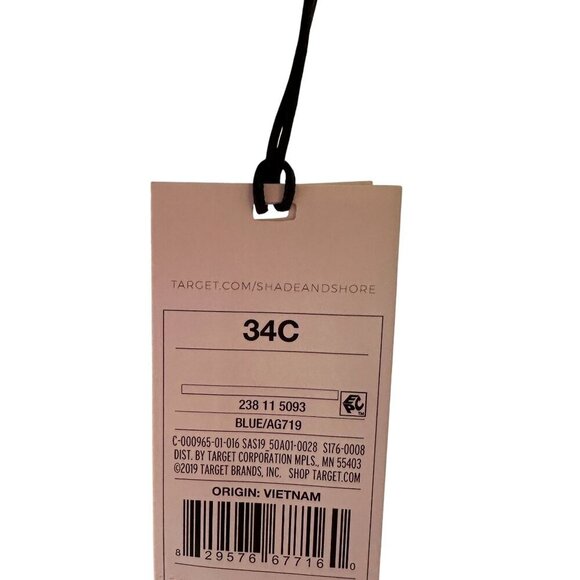 Shade & Shore Light Lift Bandeau Bikini Top Blue White Stripe Women 34C Nautical - Picture 9 of 16